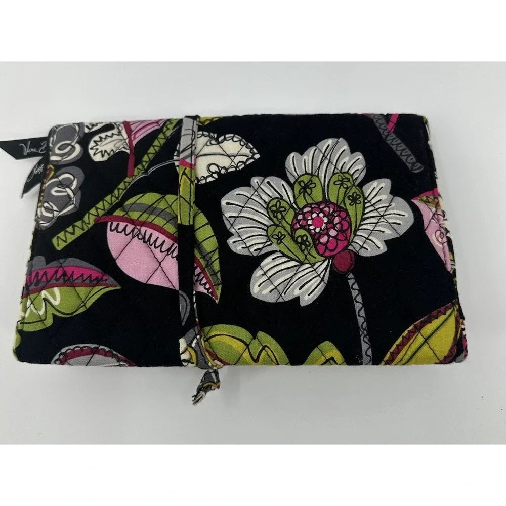Vera‎ Bradley Jewelry Folding Organizer Travel Black Floral Compartments